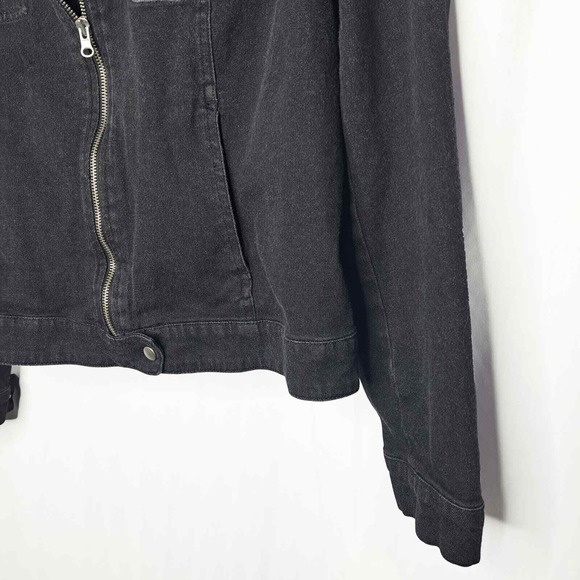 Apostrophe Jean Jacket Womens 14 Black Stretch Moto Denim Zip Up Biker Coat Cool - Picture 5 of 11